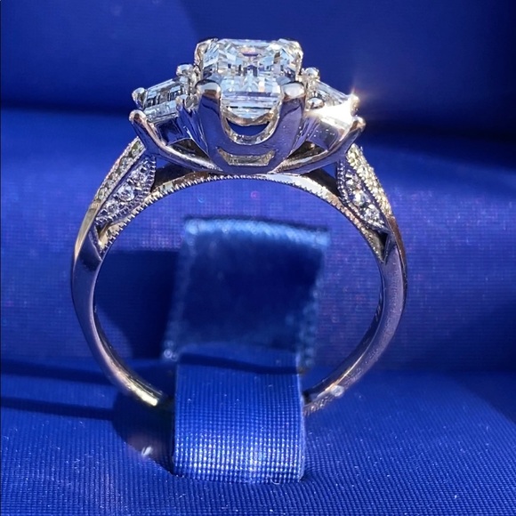 SOLD!! TACORI GIA Emerald Cut Diamond Engagement Ring 1.00 F SI1 Center - Picture 7 of 17